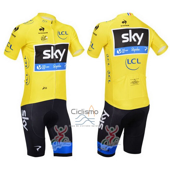Sky Lider Ropa Ciclismo Culotte Corto 2013 Hombre Mangas Cortas AMarillo y Negro
